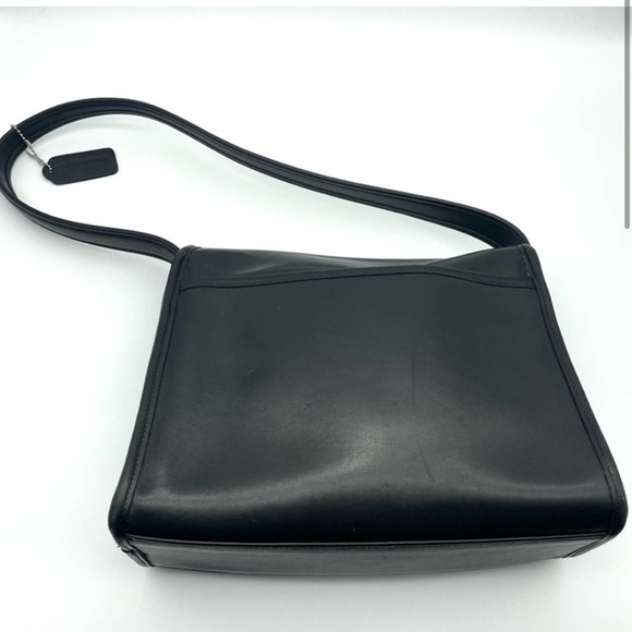 🔴 Coach Vintage Leather Aero Flap Bag 9054 Black Shoulder Bag - Picture 5 of 6